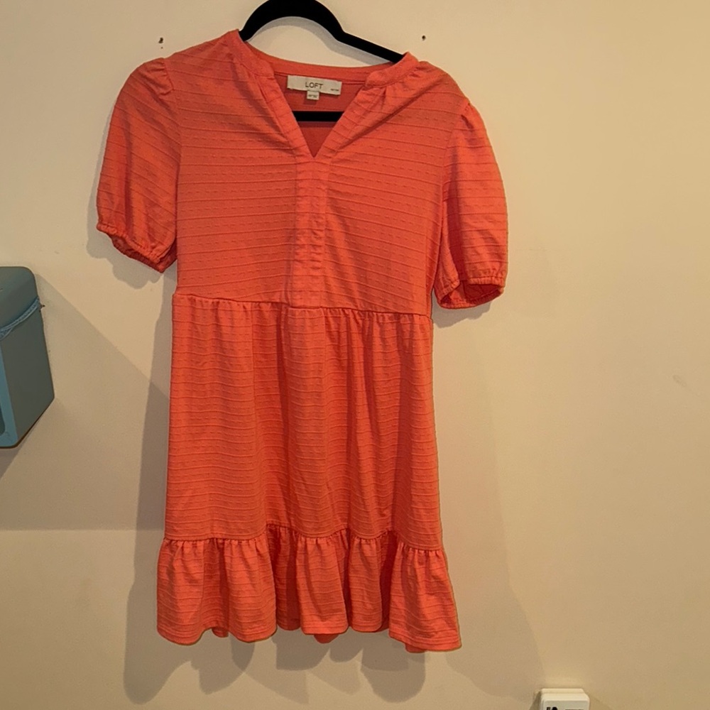 Orange Ruched Tiered Sundress with Puff Sleeves